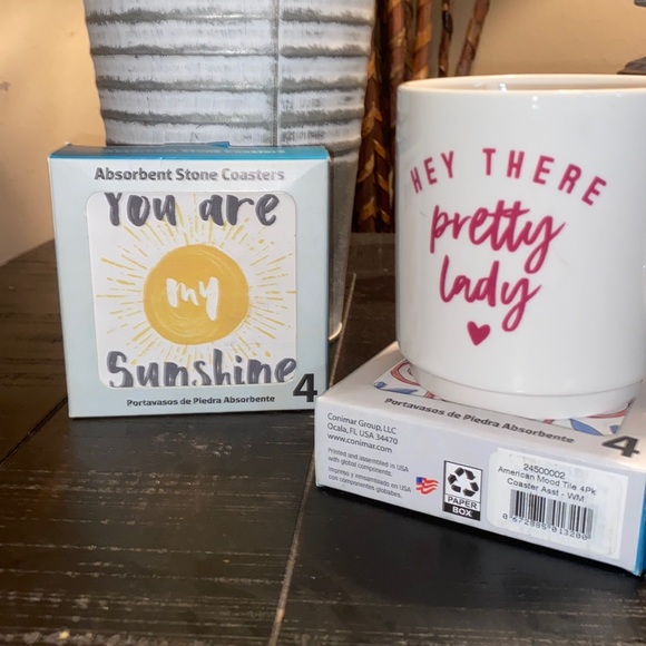 Other - LAST CHANCE! NEW Absorbent Stone coasters! “YOU ARE MY SUNSHINE” Set of 4!